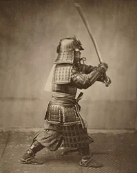 Samurai mit erhobenem Schwert, c.1860